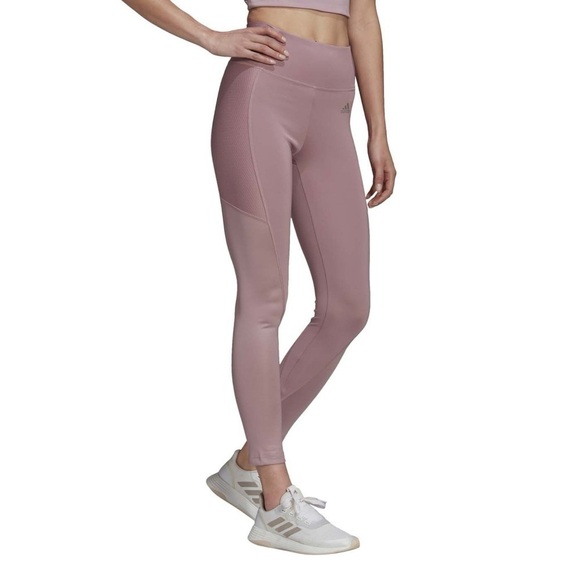 NEW Adidas Mauve Tights HB1489 High Rise Full Length Zoe Saldana Tights - Size M - Picture 1 of 4